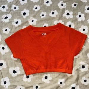 Orange Madewell V-Neck Crop Tee - sz M